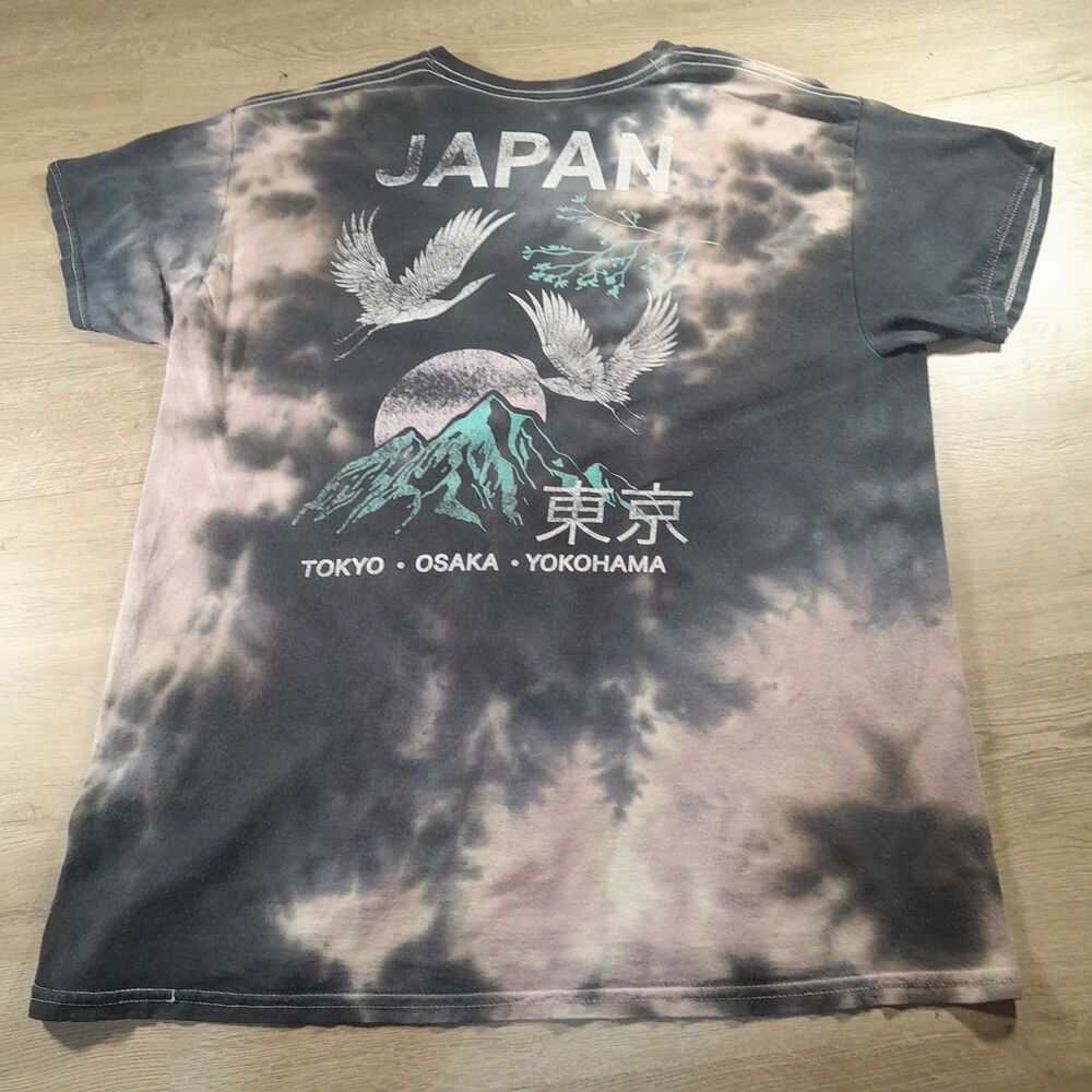 A&D Japan Tie Dye Graphic T Shirt Tokyo Osaka Yokohama Black Pink Wash